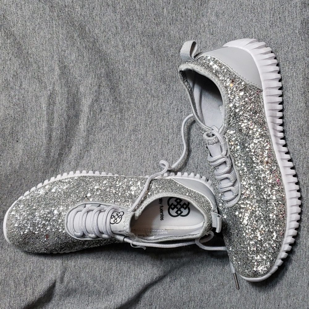 Women's gray silver Glitter shoes 6m daisy Fuentes jacklyn (sr) - Picture 2 of 8